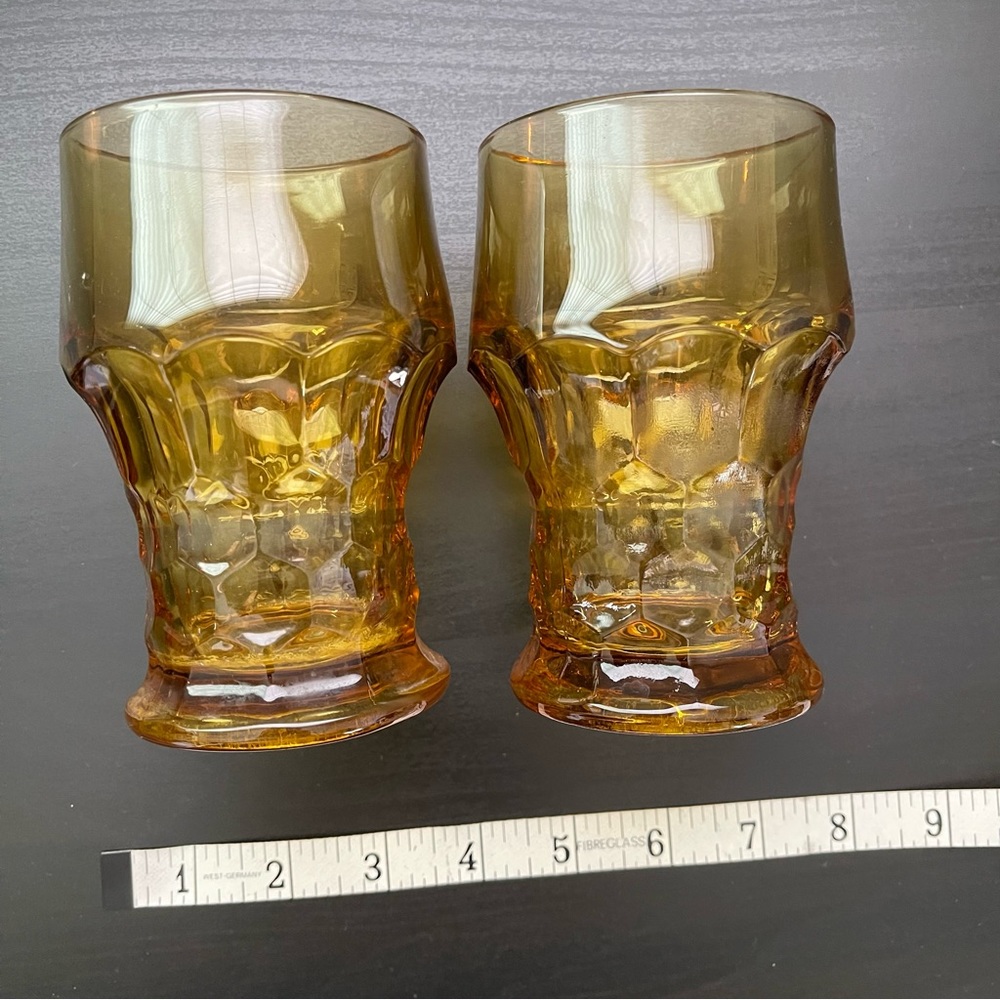 Vintage Anchor Hocking Georgian Amber Honeycomb Glasses - Picture 7 of 8